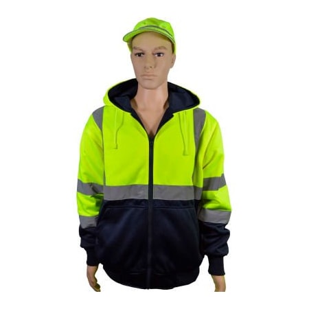 Petra Roc Inc Petra Roc 20 Oz. Reversible Zip-Up Hooded Sweatshirt, ANSI Class 3, Lime/Navy, 2X, LNRVDWZHSW-C3-2XL LNRVDWZHSW-C3-2X